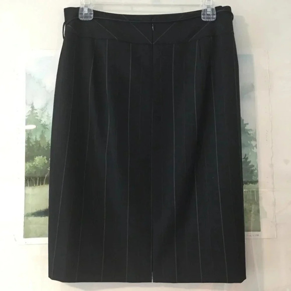 Classifies Entier Pinstripe Pencil Skirt Wool Belt - Picture 2 of 8